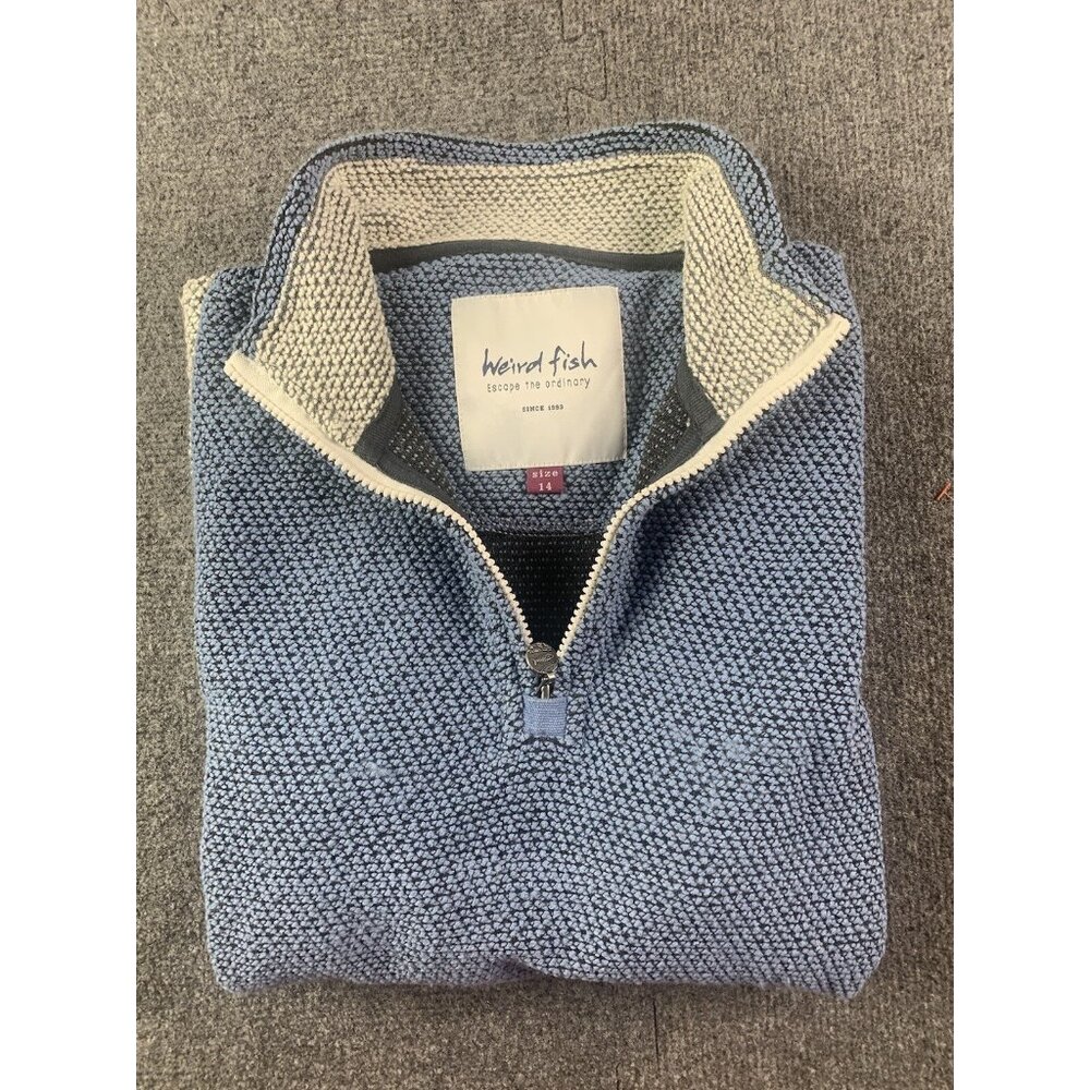 Weird Fish Women’s 1/4 Zip Long Sleeve Sweatshirt Size 14 Blue/Gray